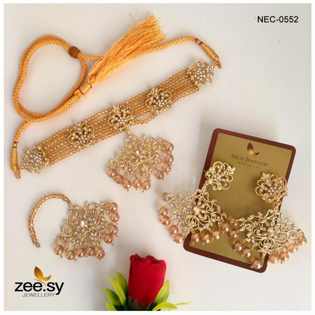 Crystal Necklace-0552 -  Zeesy Necklace Sets - Original Designer Dress - House of Maryam