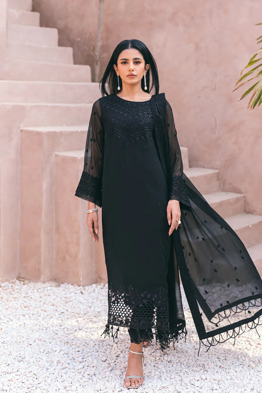 Azure | Embroidered Ensembles 3 Pcs | Charcoal Charm -  Azure Formal - Original Designer Dress - House of Maryam