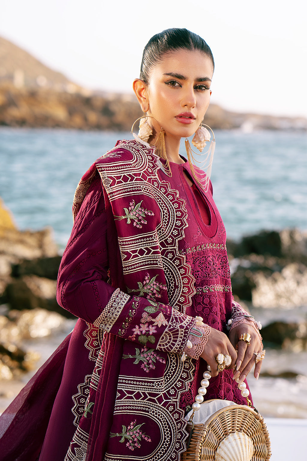 AJR Couture | Dastan Luxury Lawn 25 | Cherry Wine -  AJR Couture Ladies Clothes - Original Designer Dress - House of Maryam