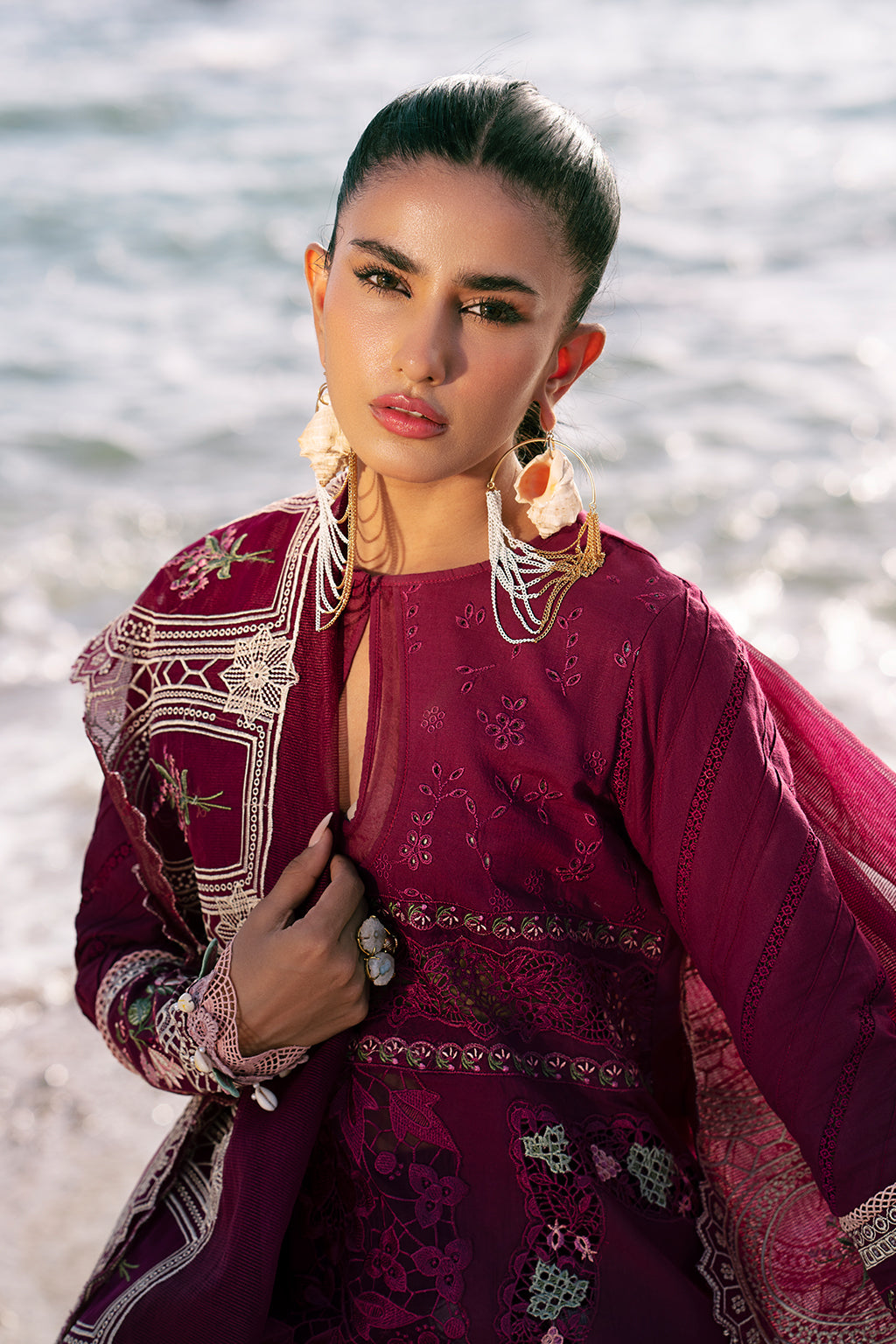 AJR Couture | Dastan Luxury Lawn 25 | Cherry Wine -  AJR Couture Ladies Clothes - Original Designer Dress - House of Maryam