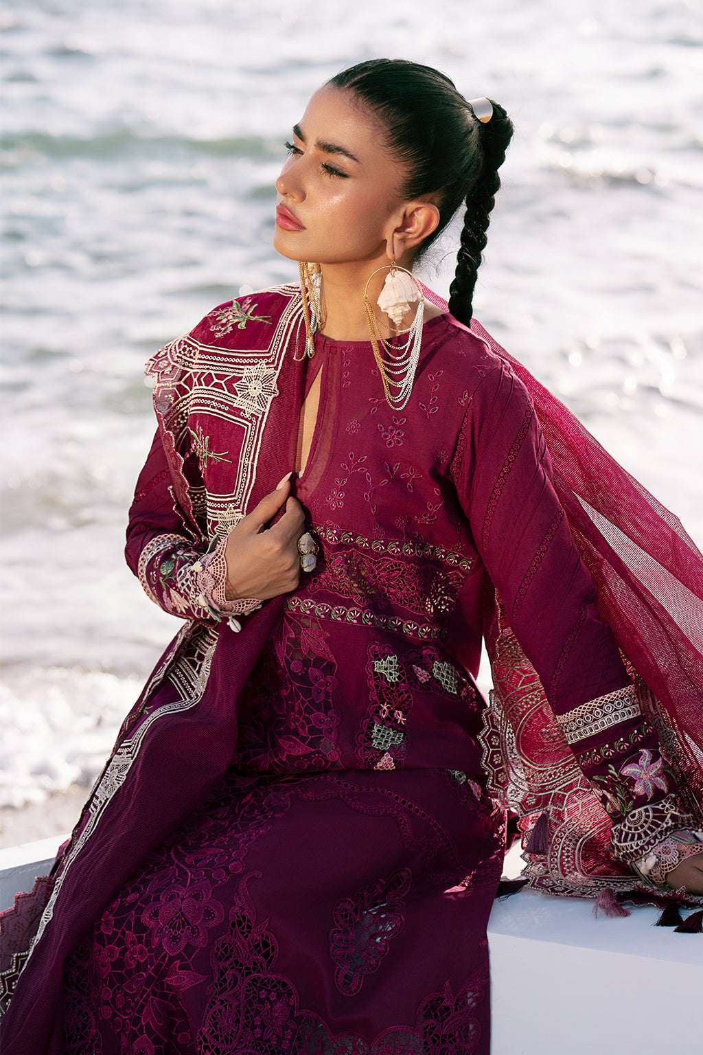 AJR Couture | Dastan Luxury Lawn 25 | Cherry Wine -  AJR Couture Ladies Clothes - Original Designer Dress - House of Maryam
