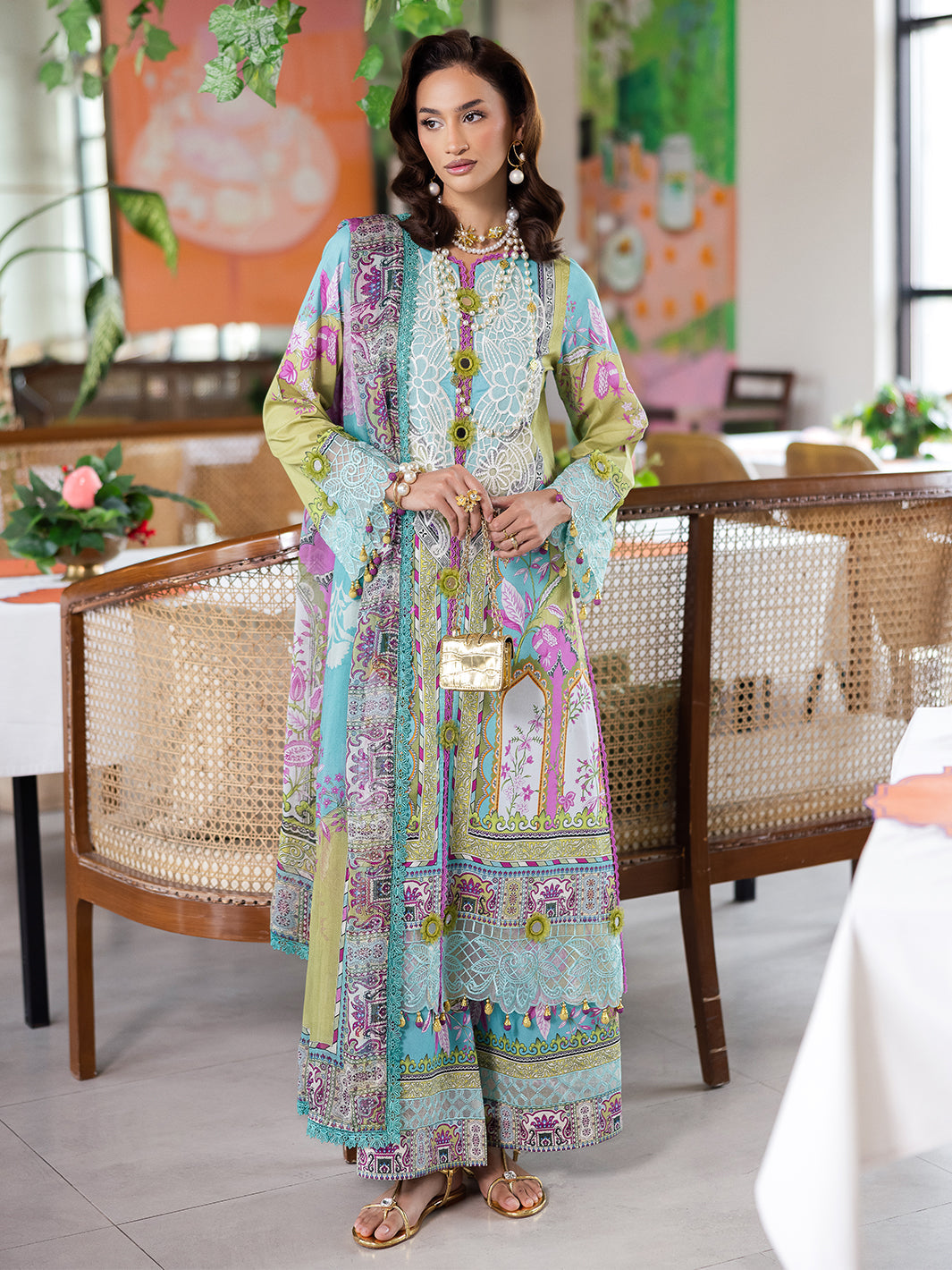 Mahnur | After Hours Luxury Lawn 25 | Citrus Glow -  Mahnur Ladies Clothes - Original Designer Dress - House of Maryam