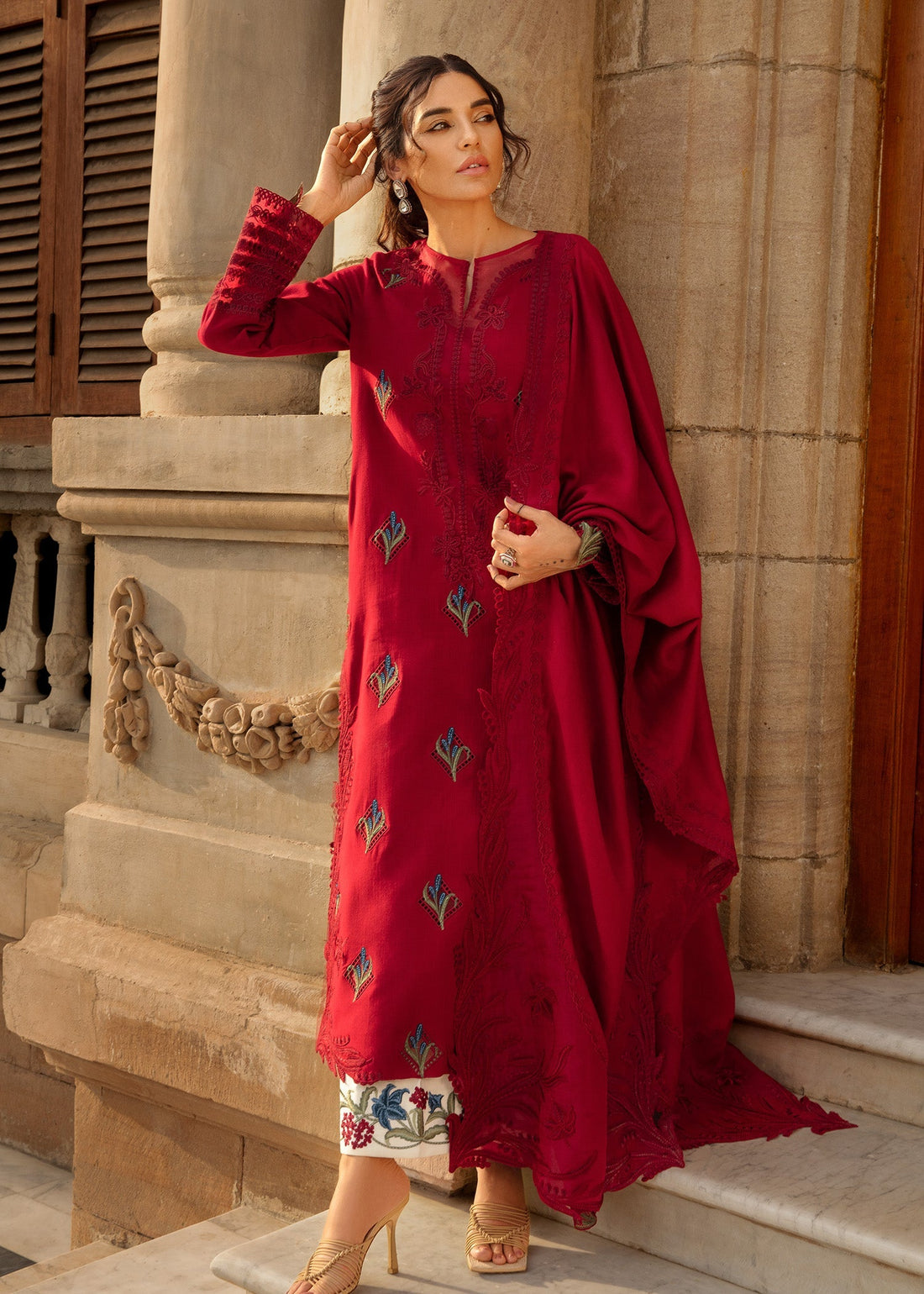 Crimson | Aaleen Winter 24 | Jurao ka Kaam -  Crimson Ladies Clothes - Original Designer Dress - House of Maryam