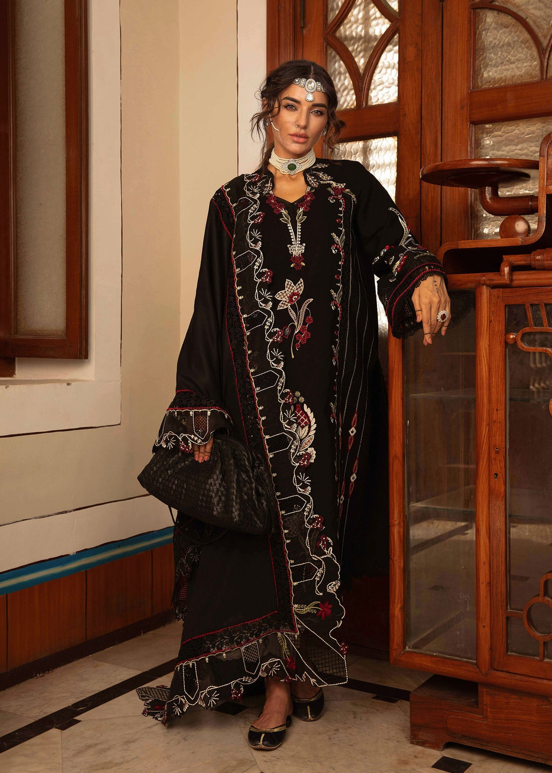 Crimson | Aaleen Winter 24 | Meenakari -  Crimson Ladies Clothes - Original Designer Dress - House of Maryam