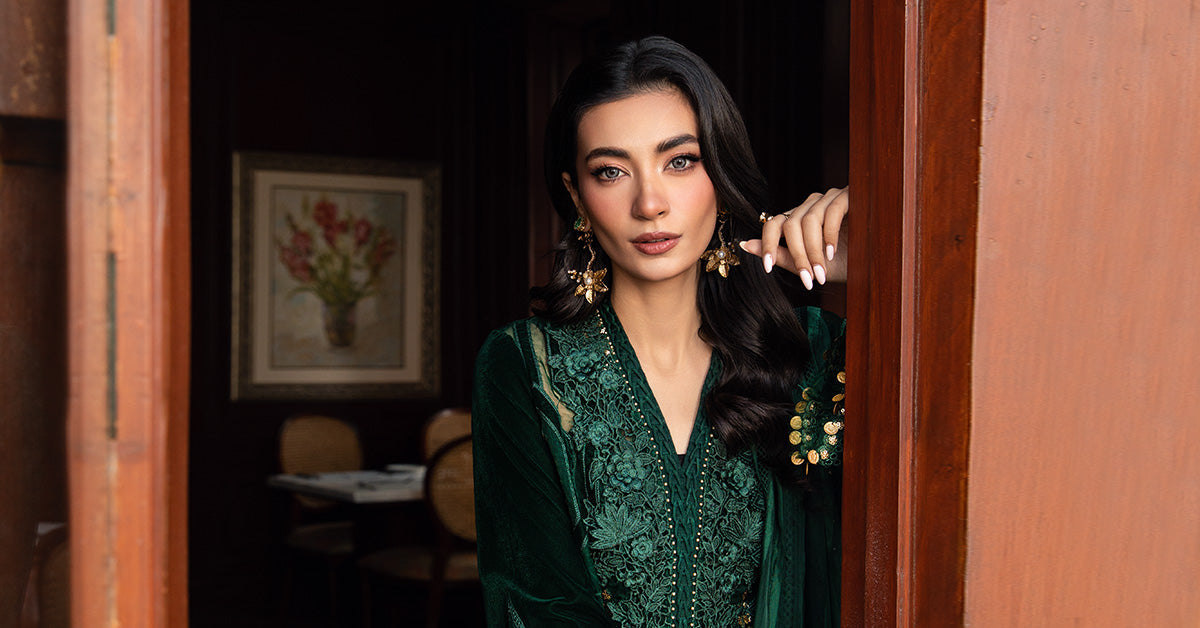 Maria B | Winter Luxe 24 | Velvet DL-1212 -  Maria B Ladies Clothes - Original Designer Dress - House of Maryam