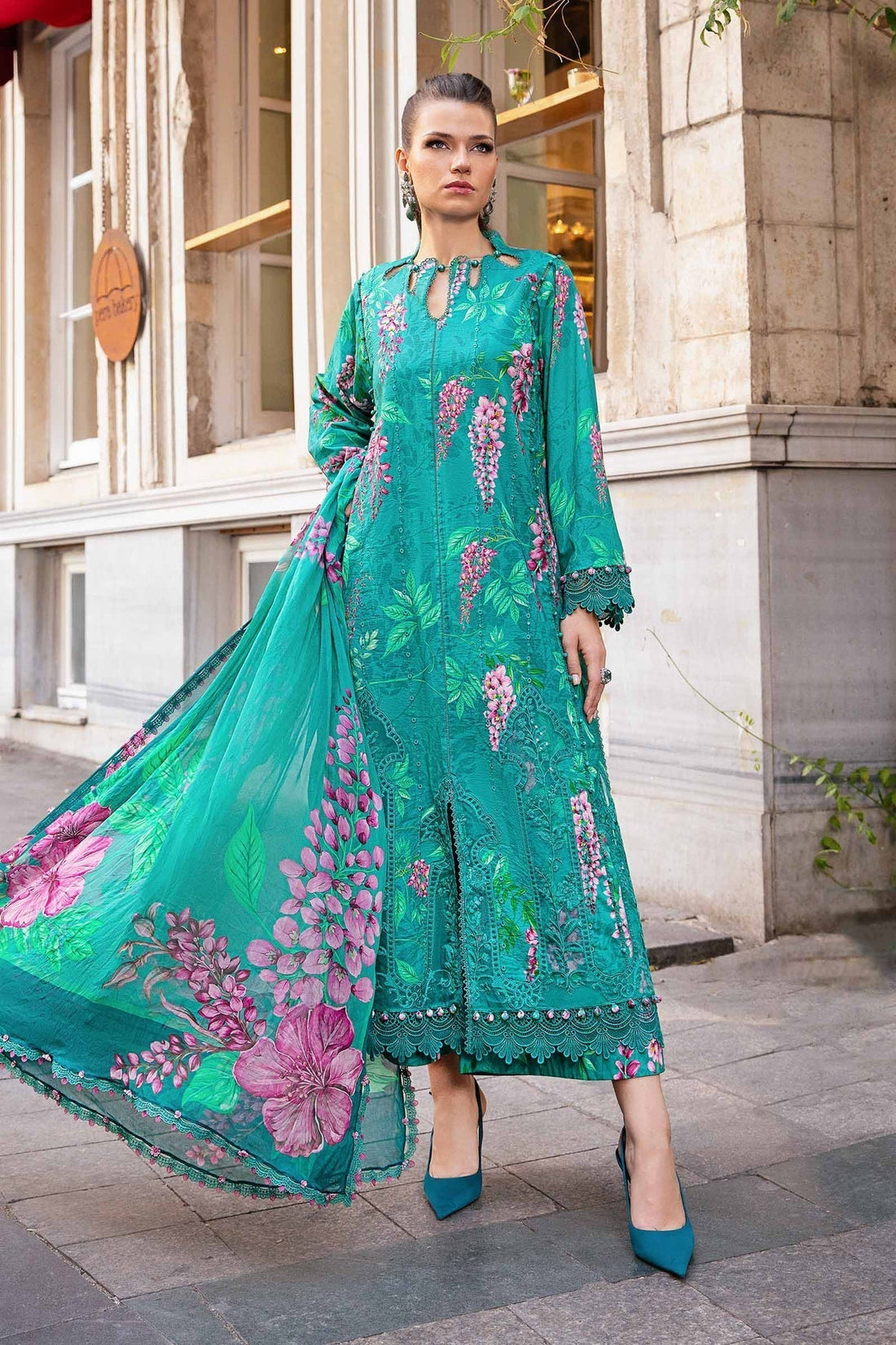Maria B | M Prints Fall Edit 24 | MPT-2301-A -  Maria B Luxury - Original Designer Dress - House of Maryam