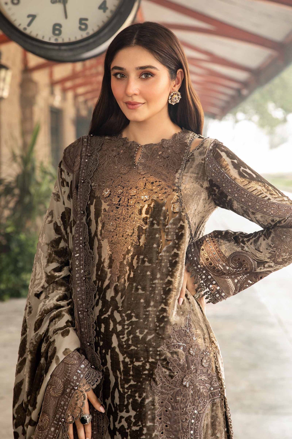 Maria B | Winter Luxe 24 | Velvet DL-1201 -  Maria B Ladies Clothes - Original Designer Dress - House of Maryam