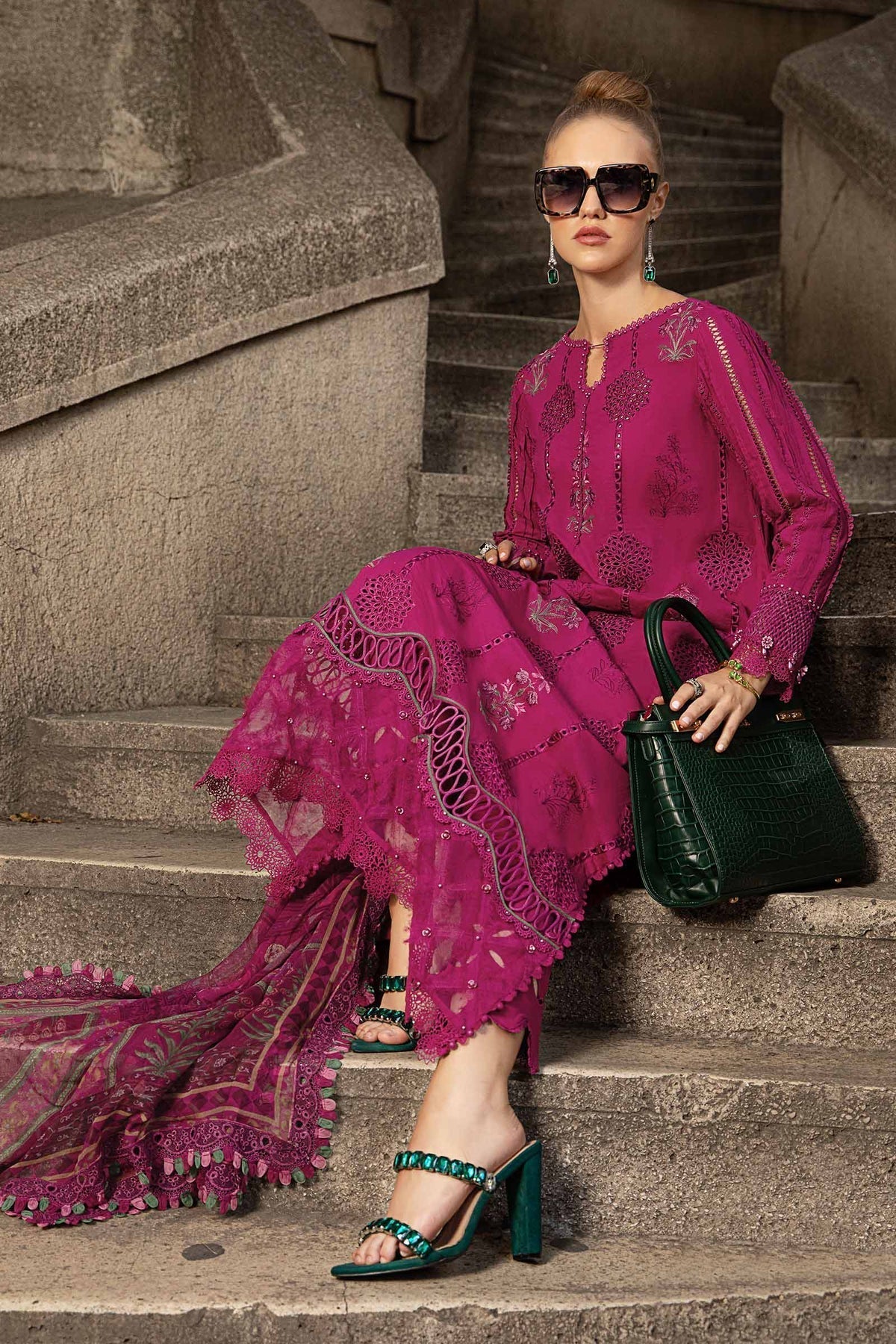 Maria B | M Prints Fall Edit 24 | MPT-2303-B -  Maria B Luxury - Original Designer Dress - House of Maryam