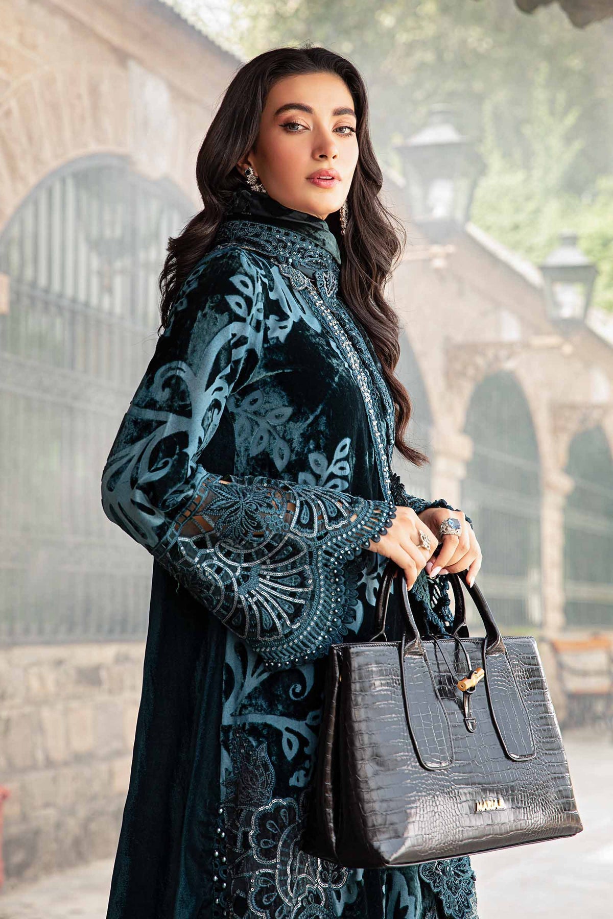 Maria B | Winter Luxe 24 | Velvet DL-1203 -  Maria B Ladies Clothes - Original Designer Dress - House of Maryam