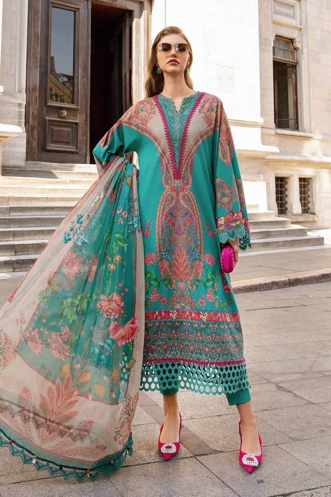 Maria B | M Prints Fall Edit 24 | MPT-2304-A -  Maria B Luxury - Original Designer Dress - House of Maryam