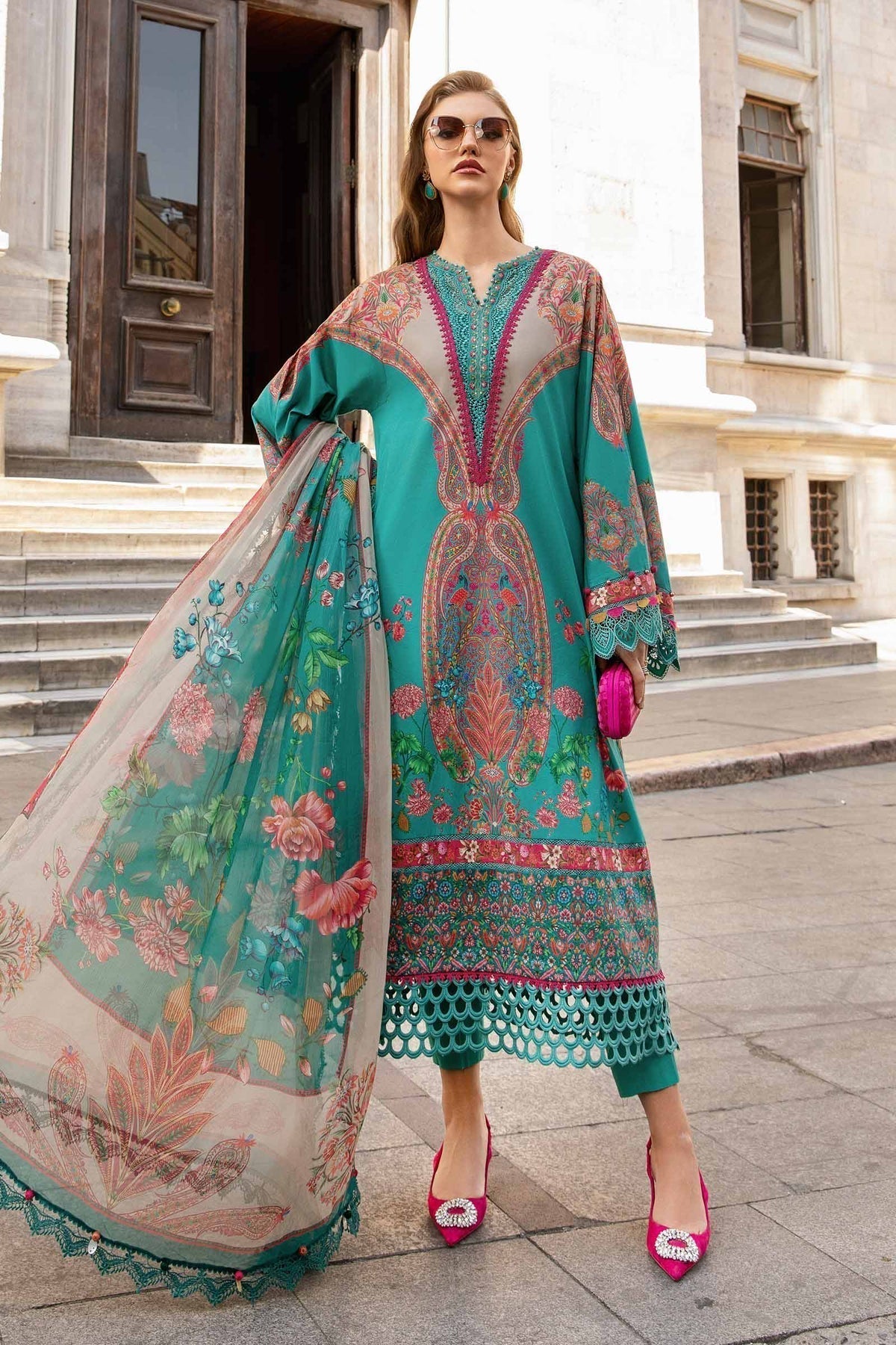 Maria B | M Prints Fall Edit 24 | MPT-2304-A -  Maria B Luxury - Original Designer Dress - House of Maryam