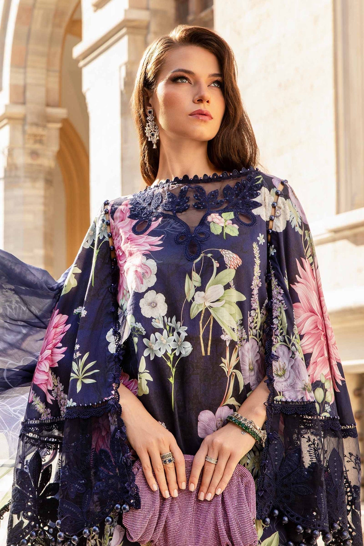 Maria B | M Prints Fall Edit 24 | MPT-2306-B -  Maria B Luxury - Original Designer Dress - House of Maryam