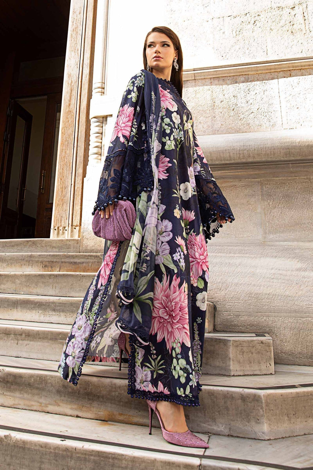 Maria B | M Prints Fall Edit 24 | MPT-2306-B -  Maria B Luxury - Original Designer Dress - House of Maryam