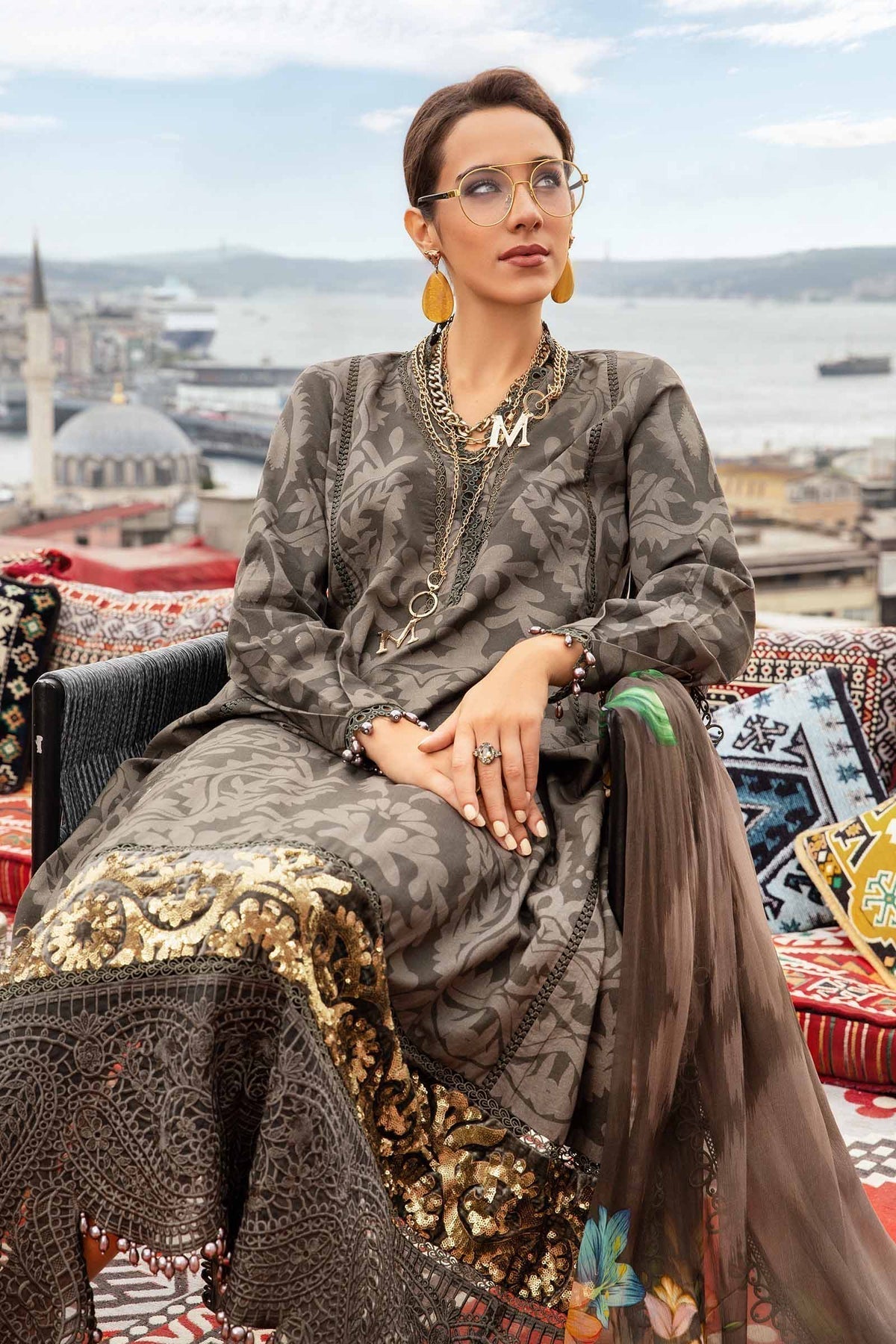 Maria B | M Prints Fall Edit 24 | MPT-2307-A -  Maria B Luxury - Original Designer Dress - House of Maryam