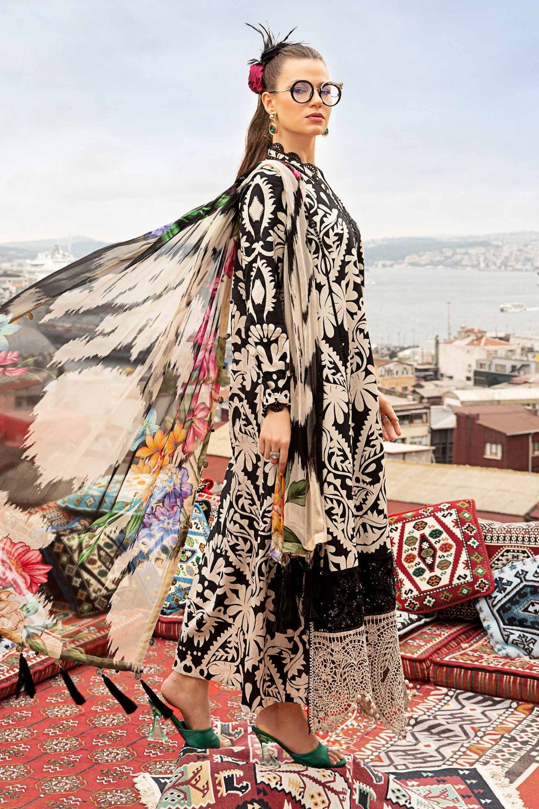 Maria B | M Prints Fall Edit 24 | MPT-2307-B -  Maria B Luxury - Original Designer Dress - House of Maryam