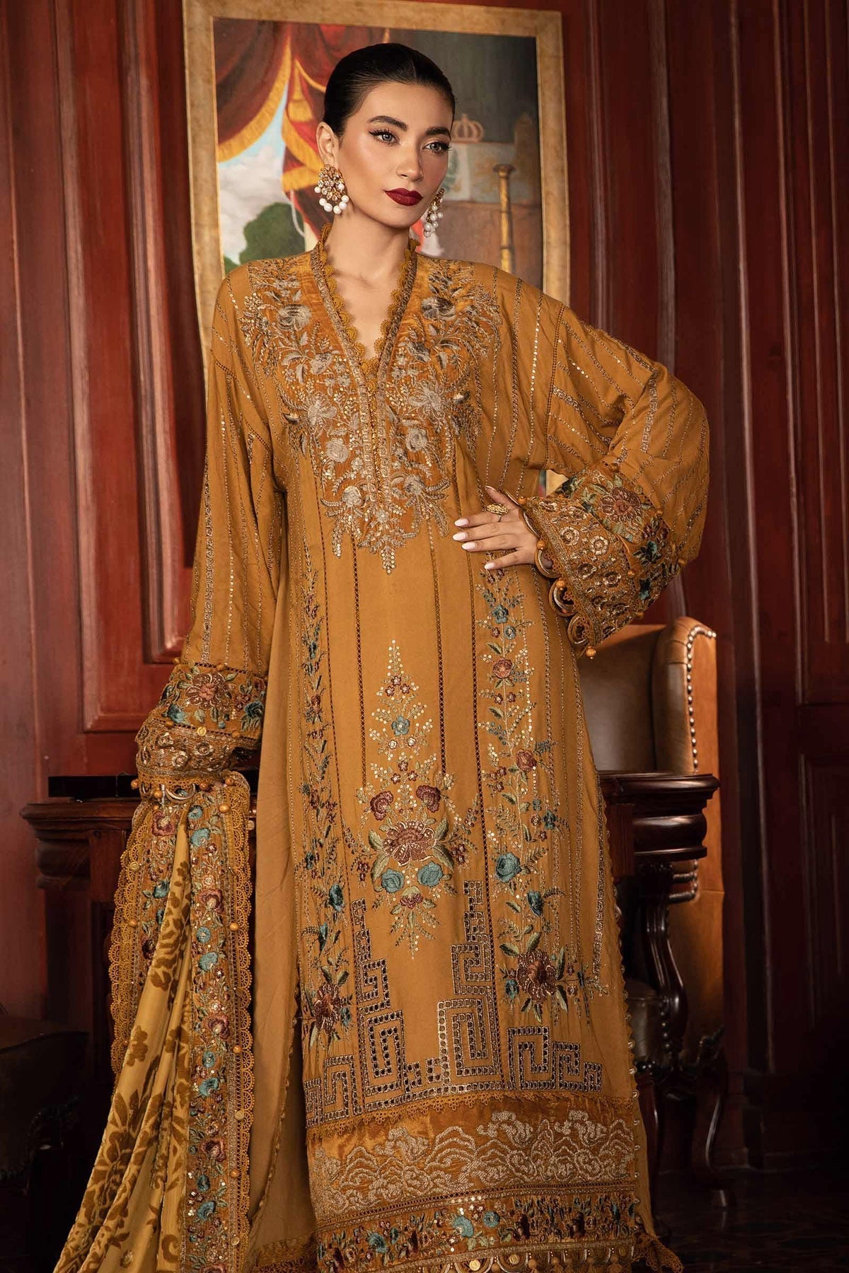Maria B | Winter Luxe 24 | Velvet DL-1207 -  Maria B Ladies Clothes - Original Designer Dress - House of Maryam