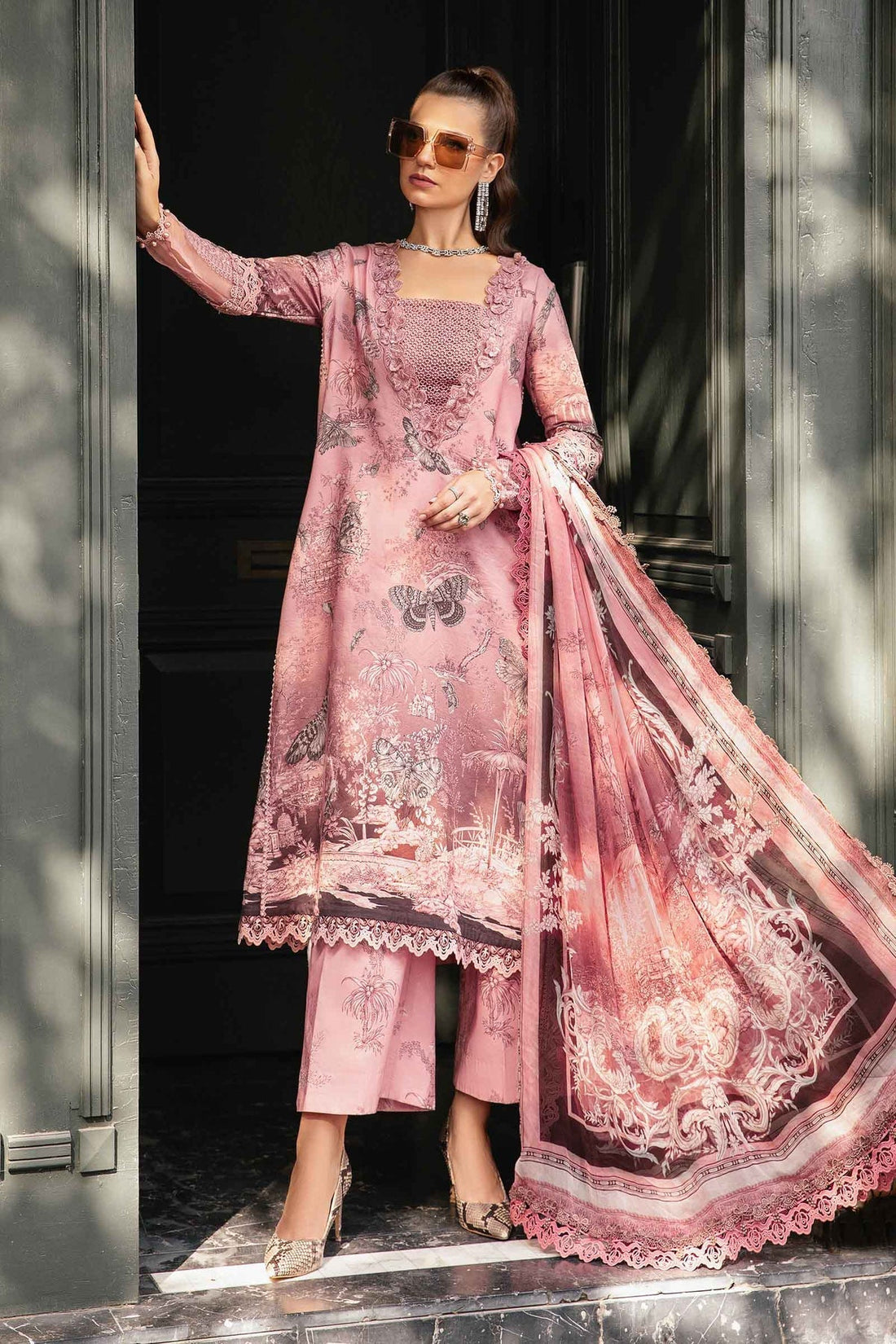 Maria B | M Prints Fall Edit 24 | MPT-2308-A -  Maria B Luxury - Original Designer Dress - House of Maryam