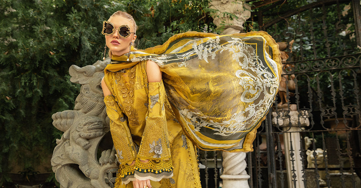 Maria B | M Prints Fall Edit 24 | MPT-2308-B -  Maria B Luxury - Original Designer Dress - House of Maryam