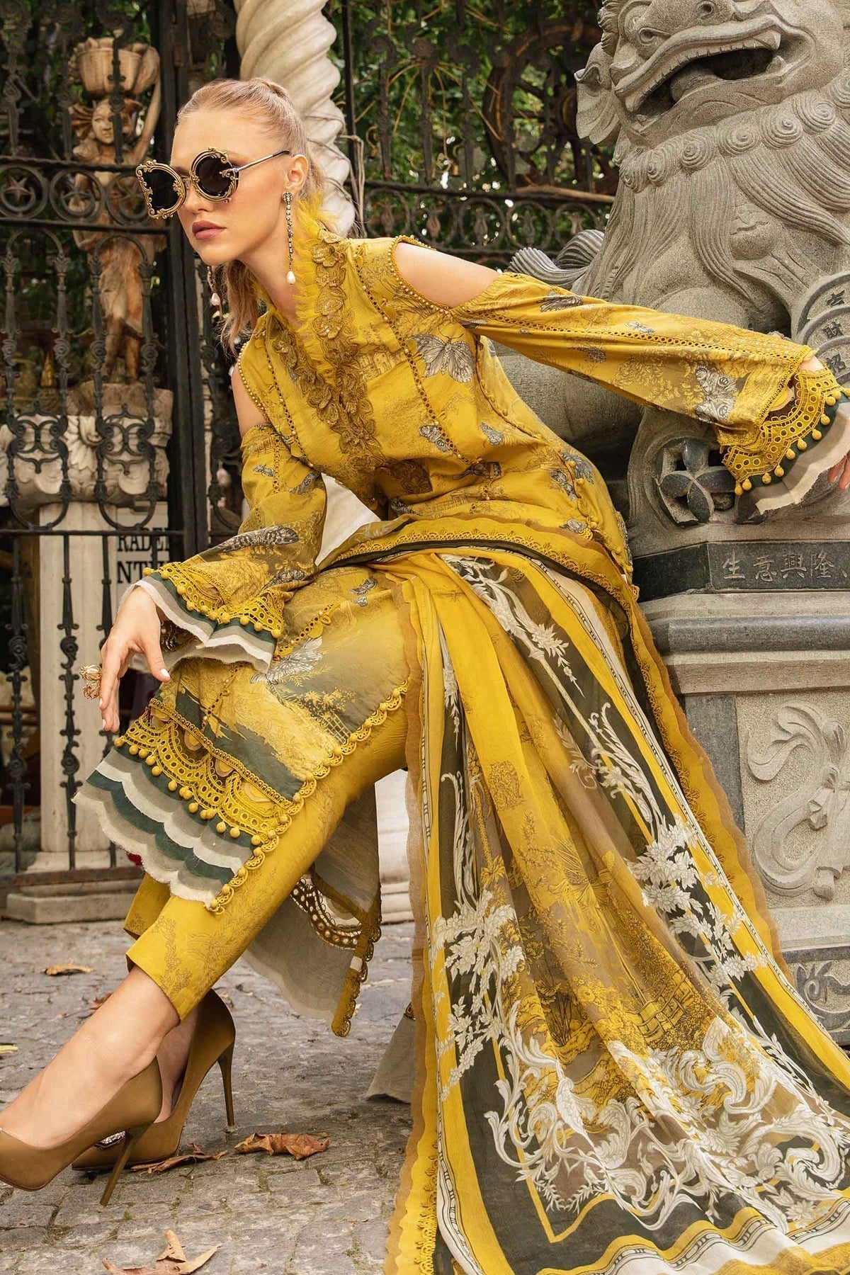 Maria B | M Prints Fall Edit 24 | MPT-2308-B -  Maria B Luxury - Original Designer Dress - House of Maryam