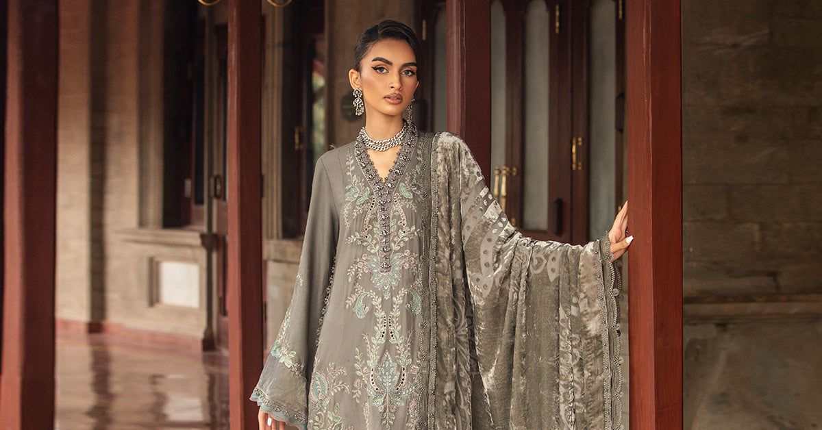 Maria B | Winter Luxe 24 | Velvet DL-1209 -  Maria B Ladies Clothes - Original Designer Dress - House of Maryam