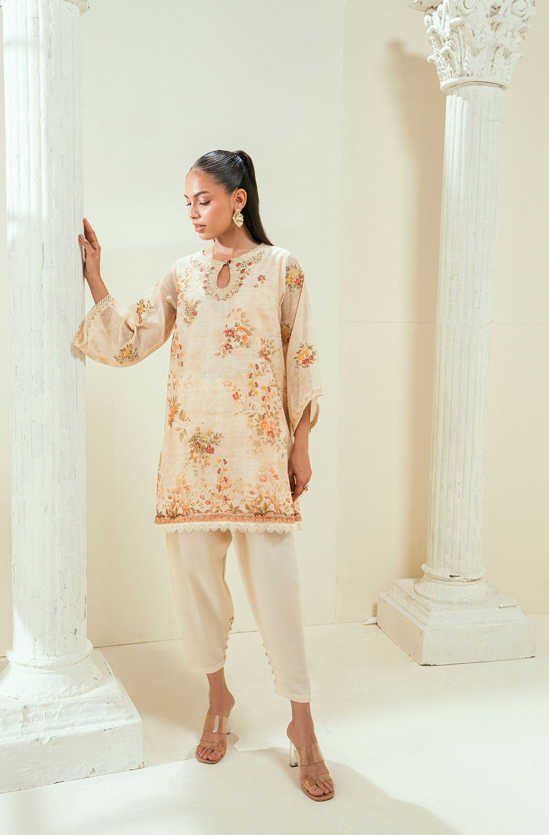 Dhanak | Signature Pret | SS24DA-2586 BEIGE -  Dhanak Ladies Clothes - Original Designer Dress - House of Maryam