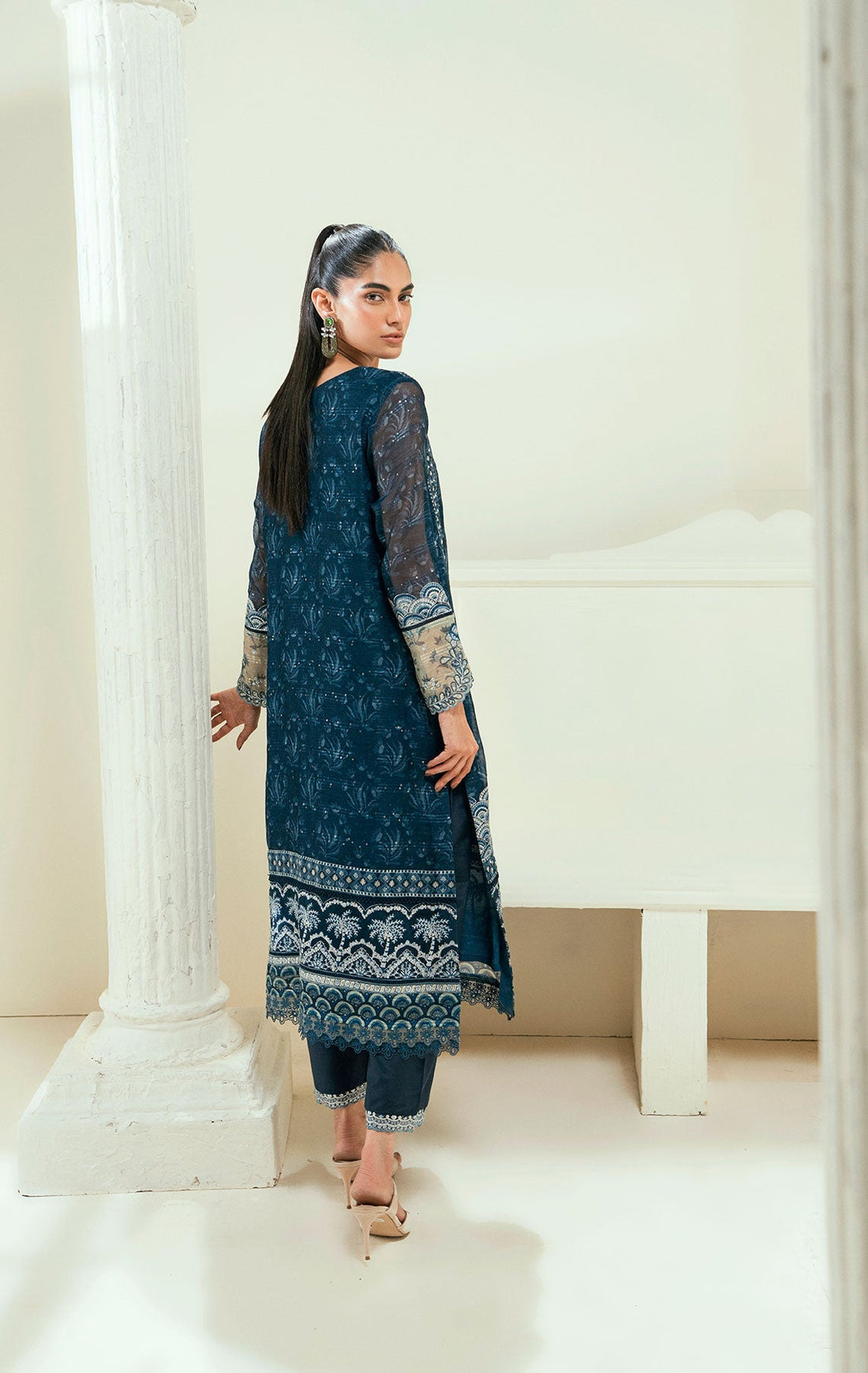 Dhanak | Signature Pret | SS25DA-2695 NAVY BLUE -  Dhanak Ladies Clothes - Original Designer Dress - House of Maryam