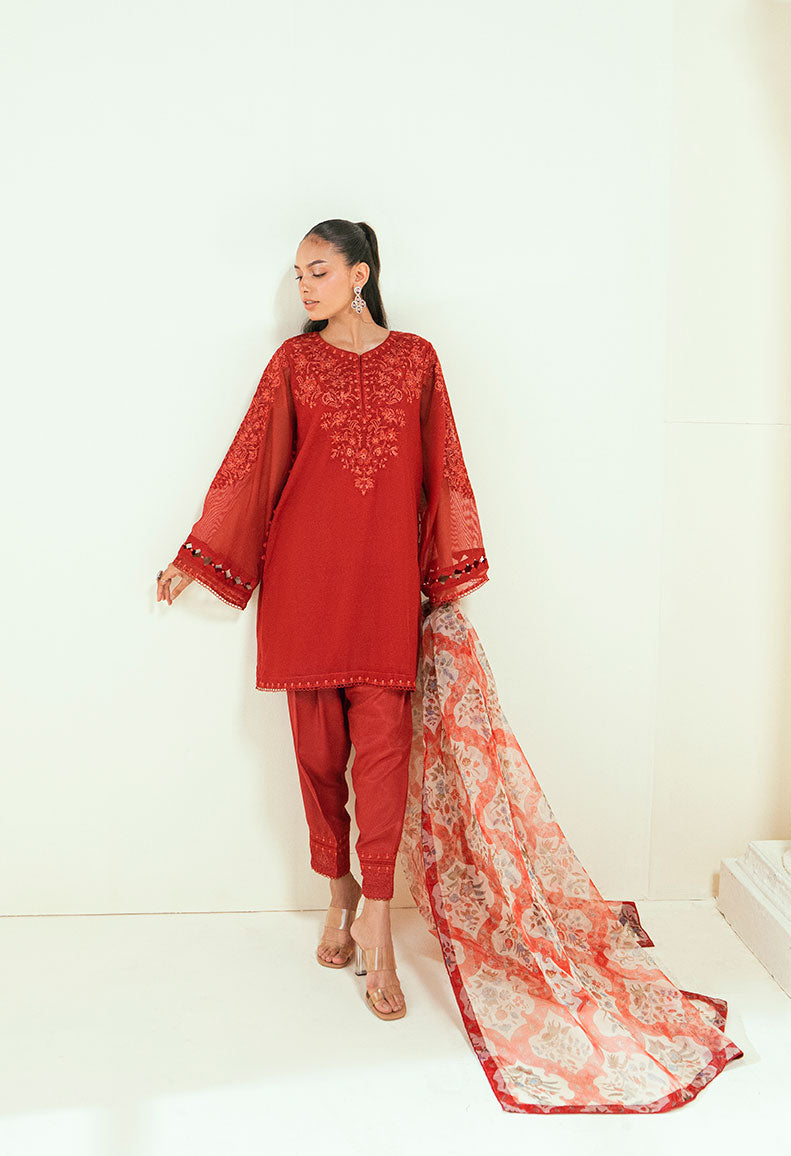 Dhanak | Signature Pret | SS25DA-2698 RED -  Dhanak Ladies Clothes - Original Designer Dress - House of Maryam