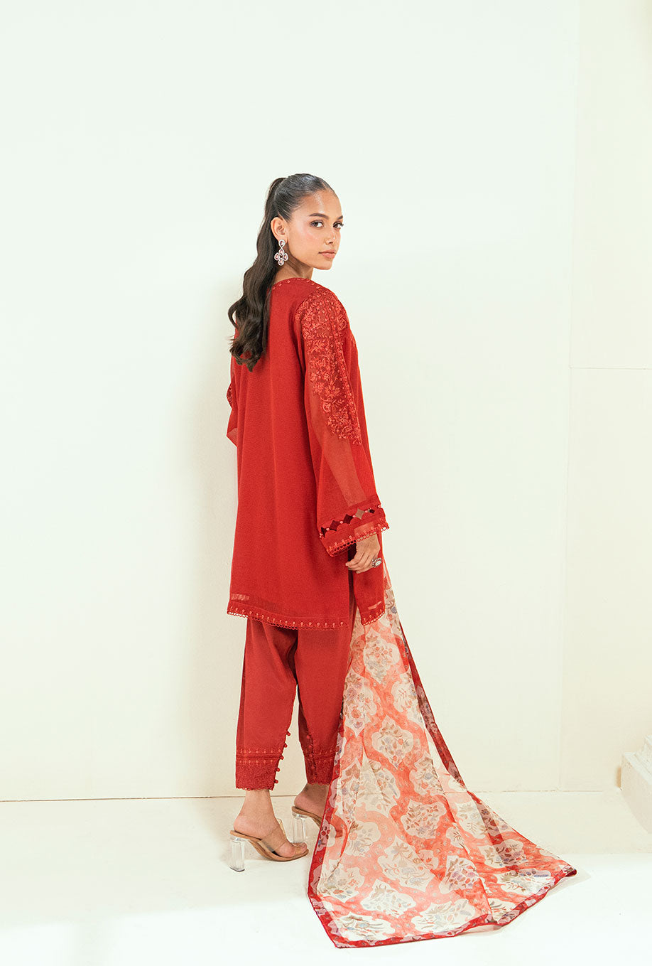 Dhanak | Signature Pret | SS25DA-2698 RED -  Dhanak Ladies Clothes - Original Designer Dress - House of Maryam
