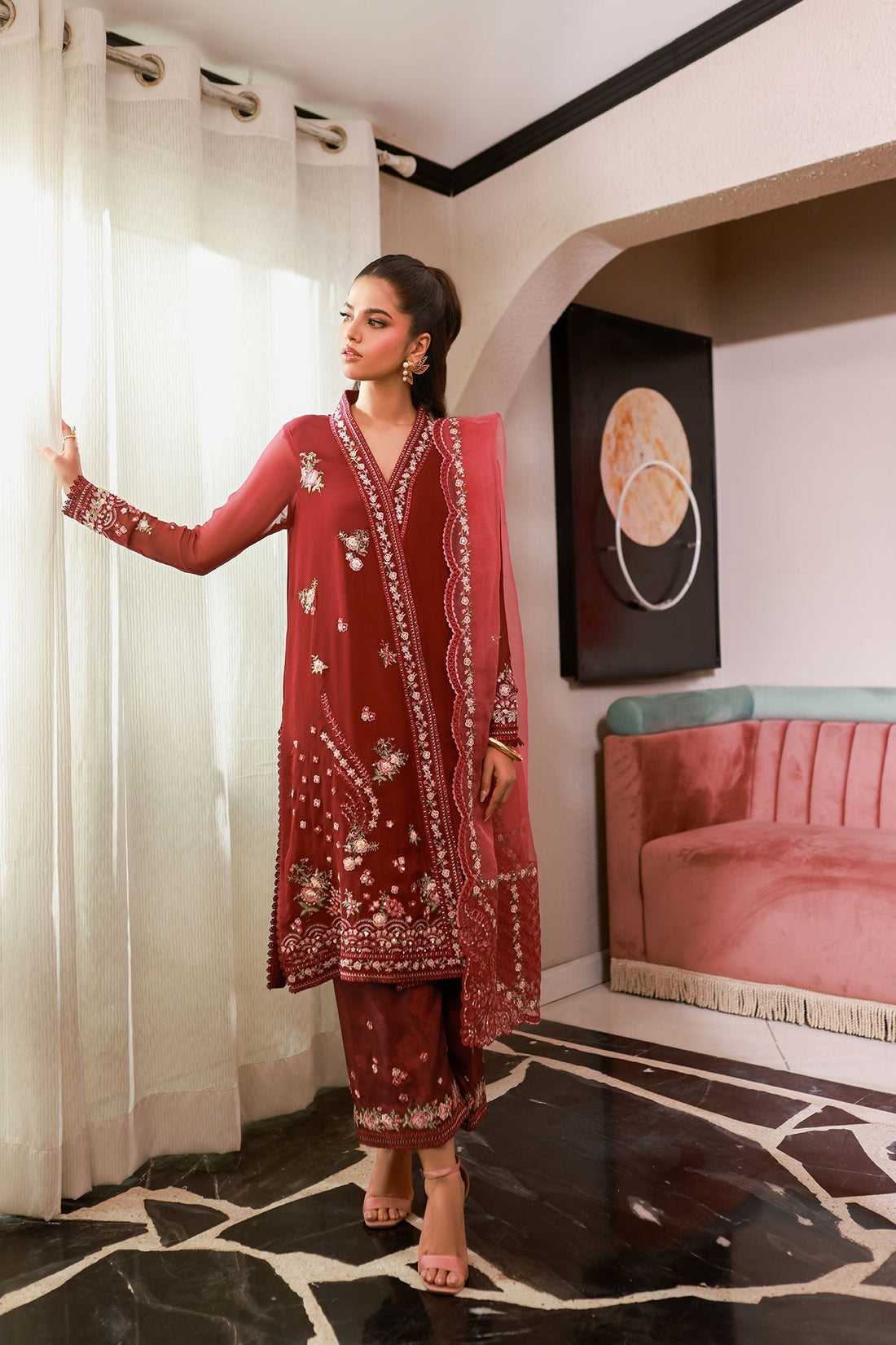 Dhanak | Chiffon Pret | SS25DA-2719 -  Dhanak Ladies Clothes - Original Designer Dress - House of Maryam
