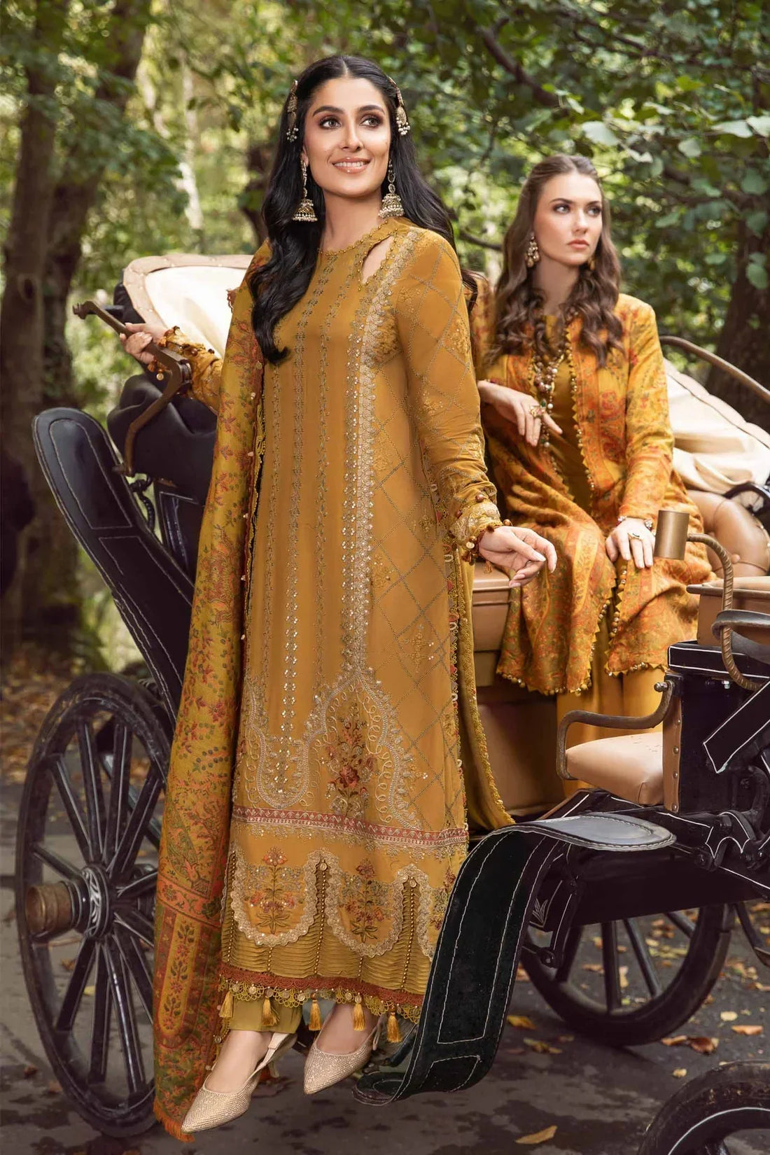 Maria B | Linen 23 | Mustard DL-1110 -  Mushq Luxury - Original Designer Dress - House of Maryam