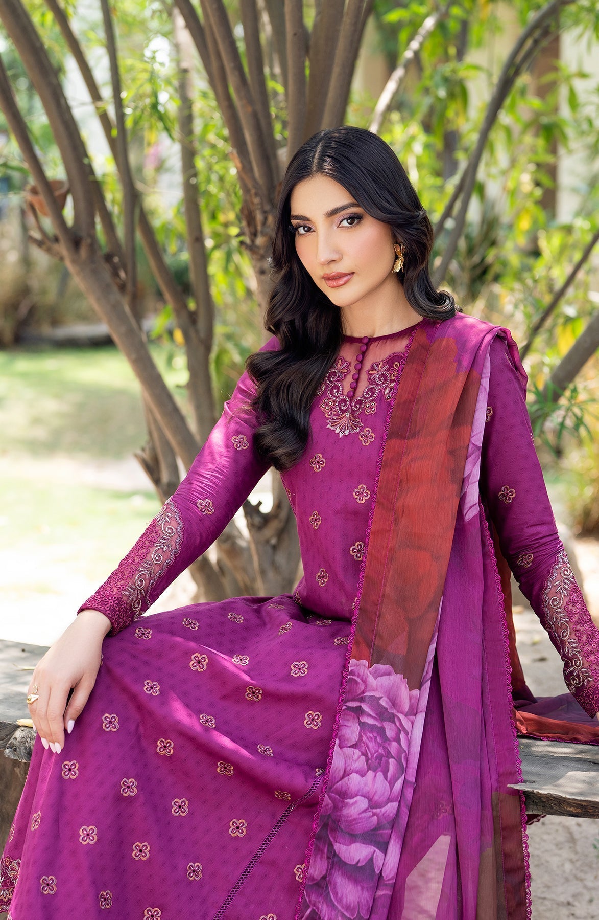 Zarif | Nura Textured Lawn 25 | MEHMAL -  Zarif Ladies Clothes - Original Designer Dress - House of Maryam