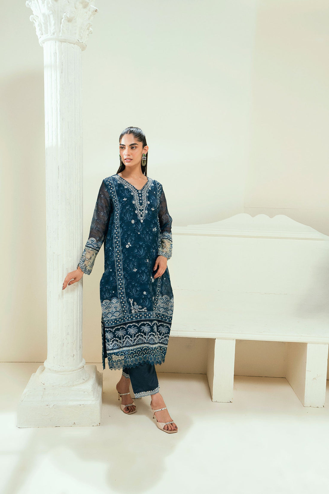 Dhanak | Signature Pret | SS25DA-2695 NAVY BLUE -  Dhanak Ladies Clothes - Original Designer Dress - House of Maryam