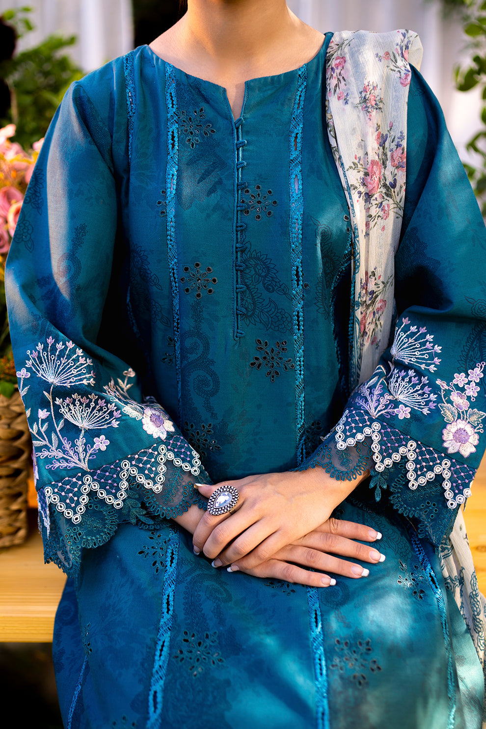 Neeshay | Summer Lines Printkari | LAGOON -  Neeshay Luxury - Original Designer Dress - House of Maryam