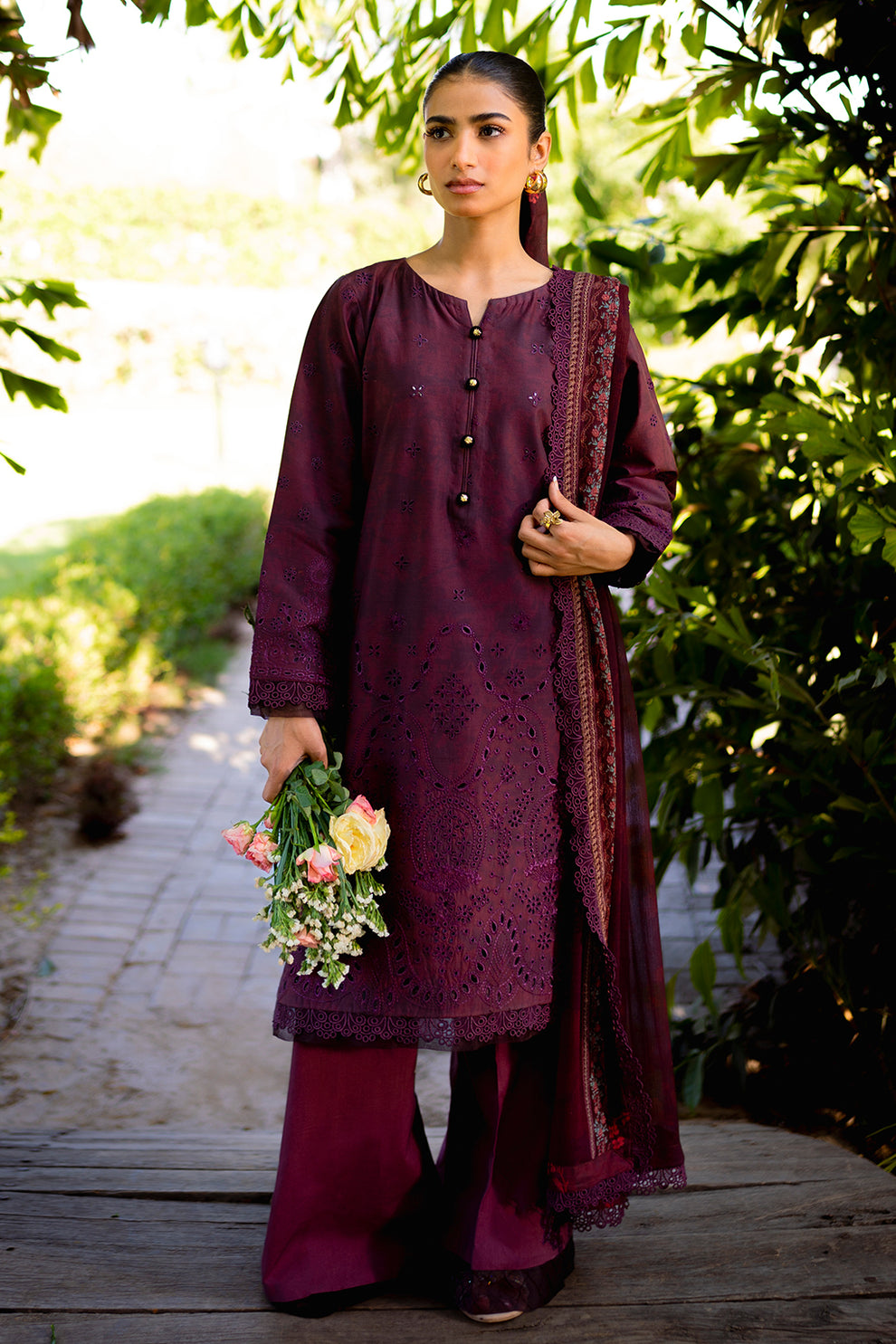 Neeshay | Summer Lines Printkari | CRIMSON -  Neeshay Luxury - Original Designer Dress - House of Maryam