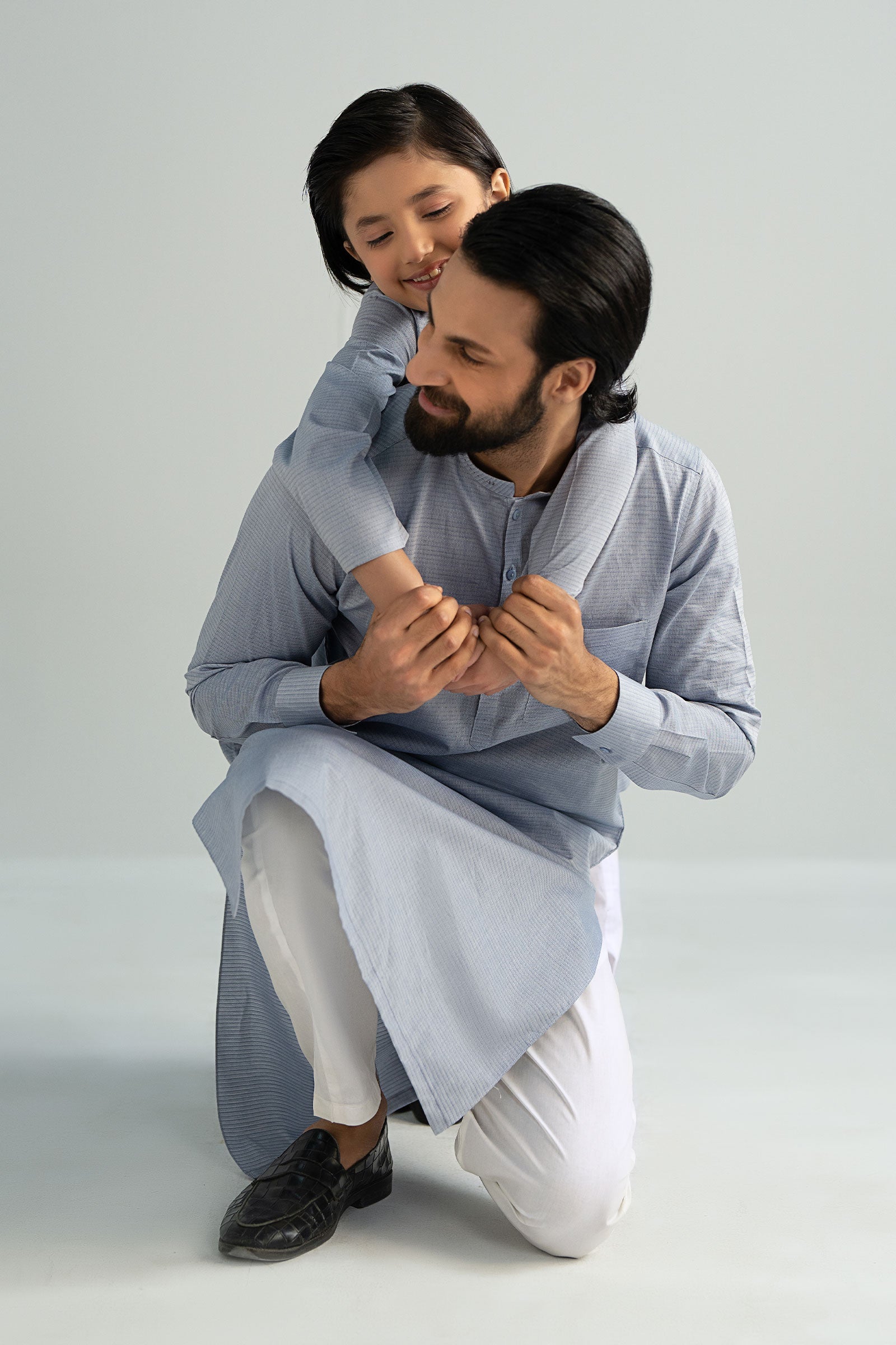 Maria B | Boys | Kurta - MBK-KR25-02 (Denim) -  Maria B Kidswear Kurtas - Original Designer Dress - House of Maryam