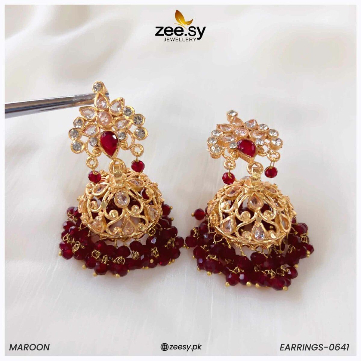 Earrings-0641 -  Zeesy Earrings - Original Designer Dress - House of Maryam