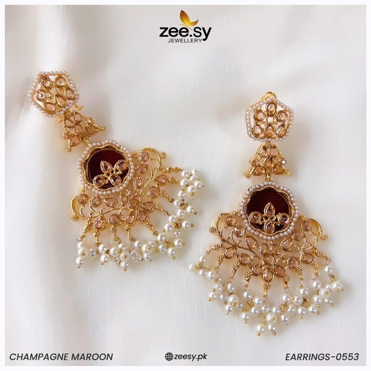 Earrings-0553 -  Zeesy Earrings - Original Designer Dress - House of Maryam