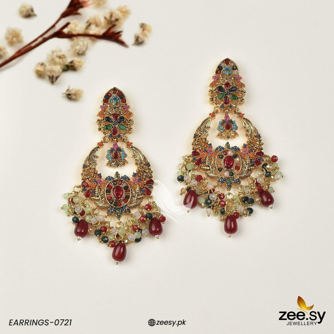Earrings-0721 -  Zeesy Earrings - Original Designer Dress - House of Maryam