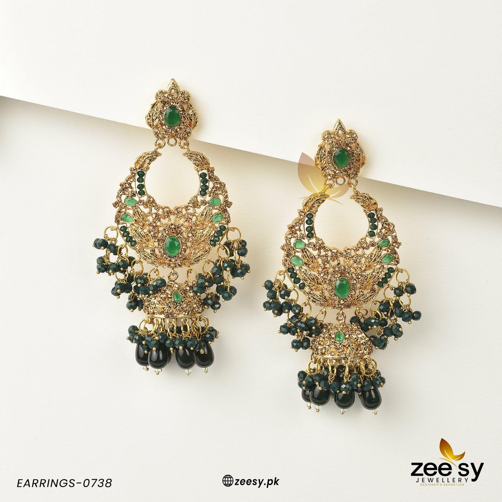 Earrings-0738 -  Zeesy Earrings - Original Designer Dress - House of Maryam
