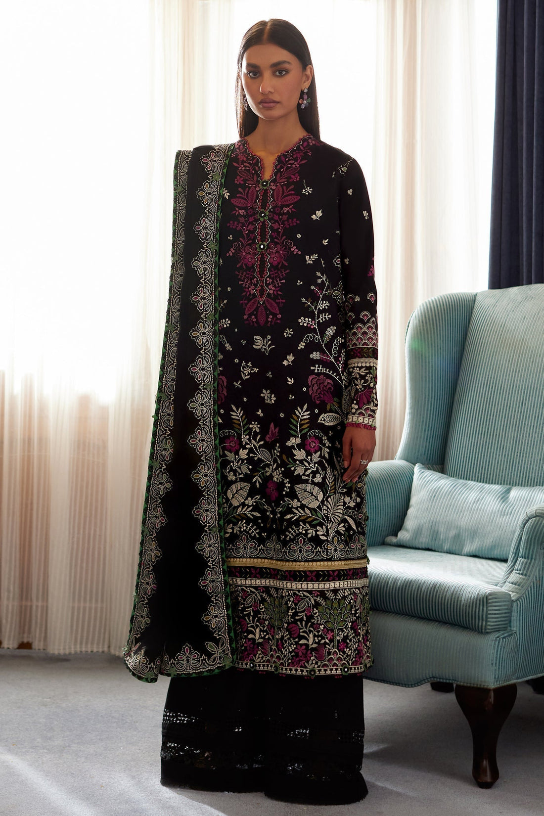 Elan | Lawn24 |QISTINA (EL24-03 B) -  Elan Luxury - Original Designer Dress - House of Maryam