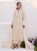 Farah Talib Aziz | Zaza Luxe Pret 24 | TISELE IVORY PLEATED RAW SILK SHIRT AND DUPATTA -  Farah Talib Aziz Luxury - Original Designer Dress - House of Maryam