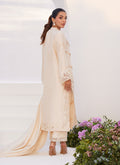 Farah Talib Aziz | Zaza Luxe Pret 24 | TISELE IVORY PLEATED RAW SILK SHIRT AND DUPATTA -  Farah Talib Aziz Luxury - Original Designer Dress - House of Maryam
