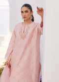 Farah Talib Aziz | Zaza Luxe Pret 24 | BEBE BLUSH PINK EMBELLISHED RAW SILK KURTA SHIRT AND DUPATTA -  Farah Talib Aziz Luxury - Original Designer Dress - House of Maryam