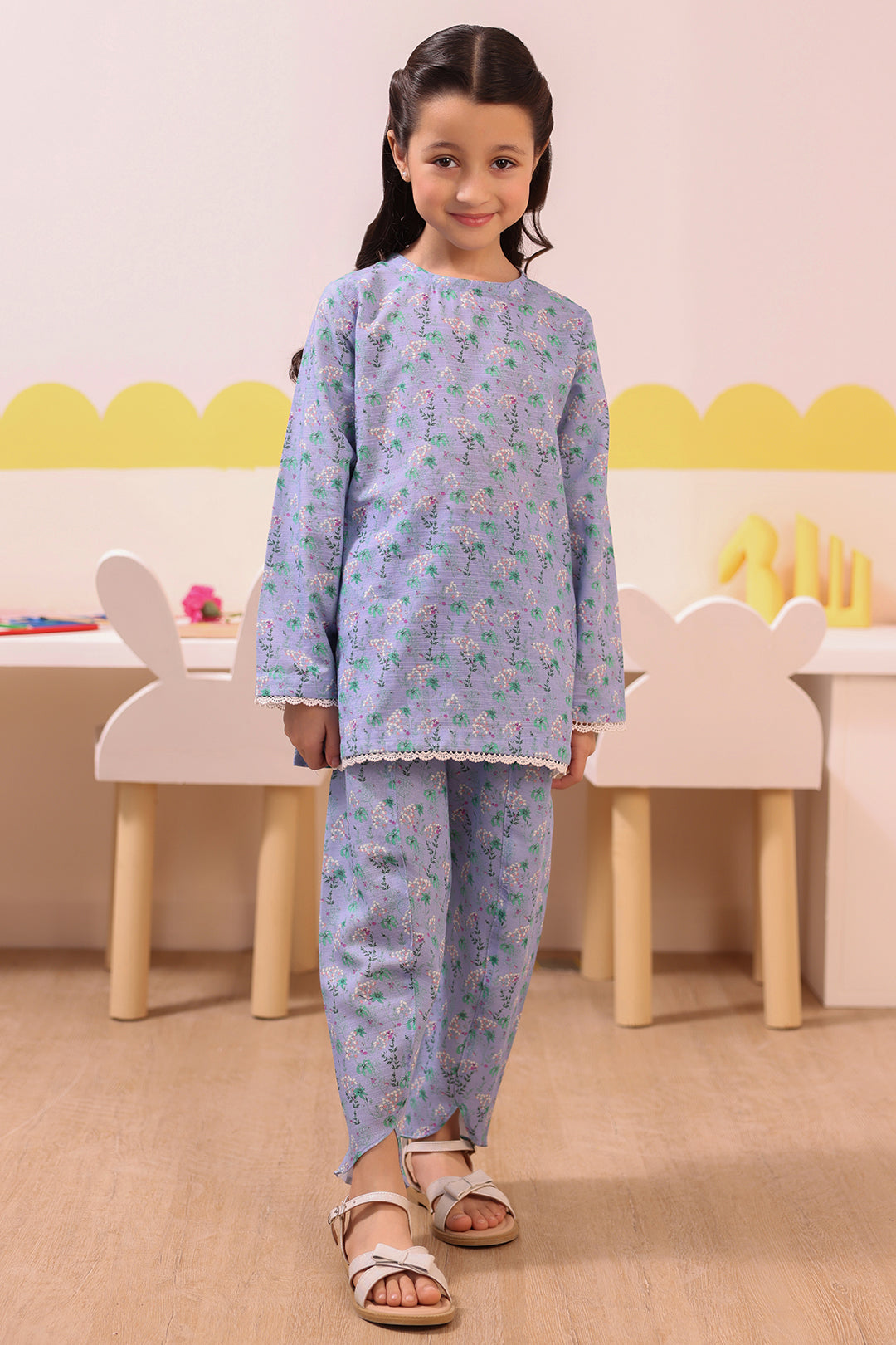 Zellbury Girls | 2 Piece Khaddar | Kurta Trouser - 2748 -  Zellbury Girls Essential Pret - Original Designer Dress - House of Maryam