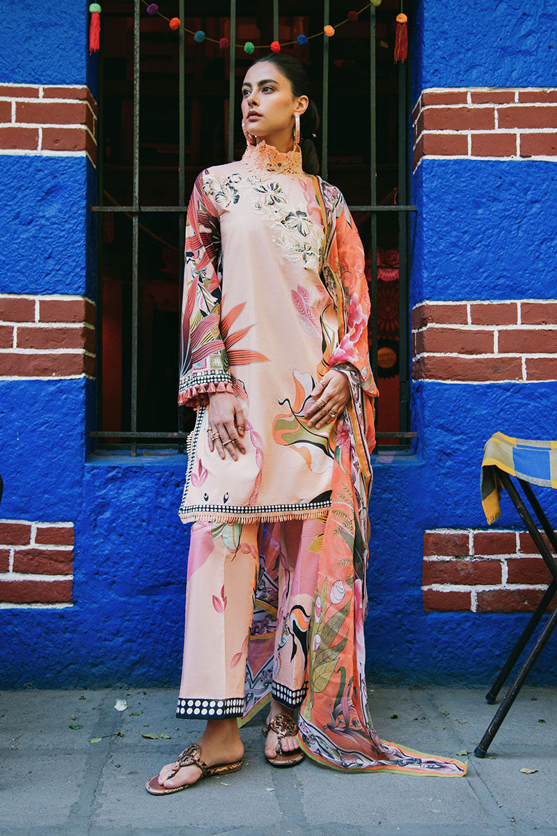 Mushq | La Dolce Hemline Prints 25 | Peach Poppies -  Mushq Ladies Clothes - Original Designer Dress - House of Maryam