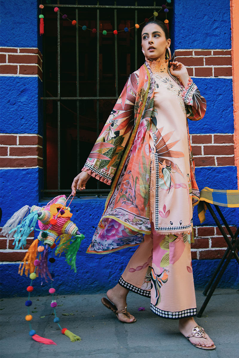 Mushq | La Dolce Hemline Prints 25 | Peach Poppies -  Mushq Ladies Clothes - Original Designer Dress - House of Maryam