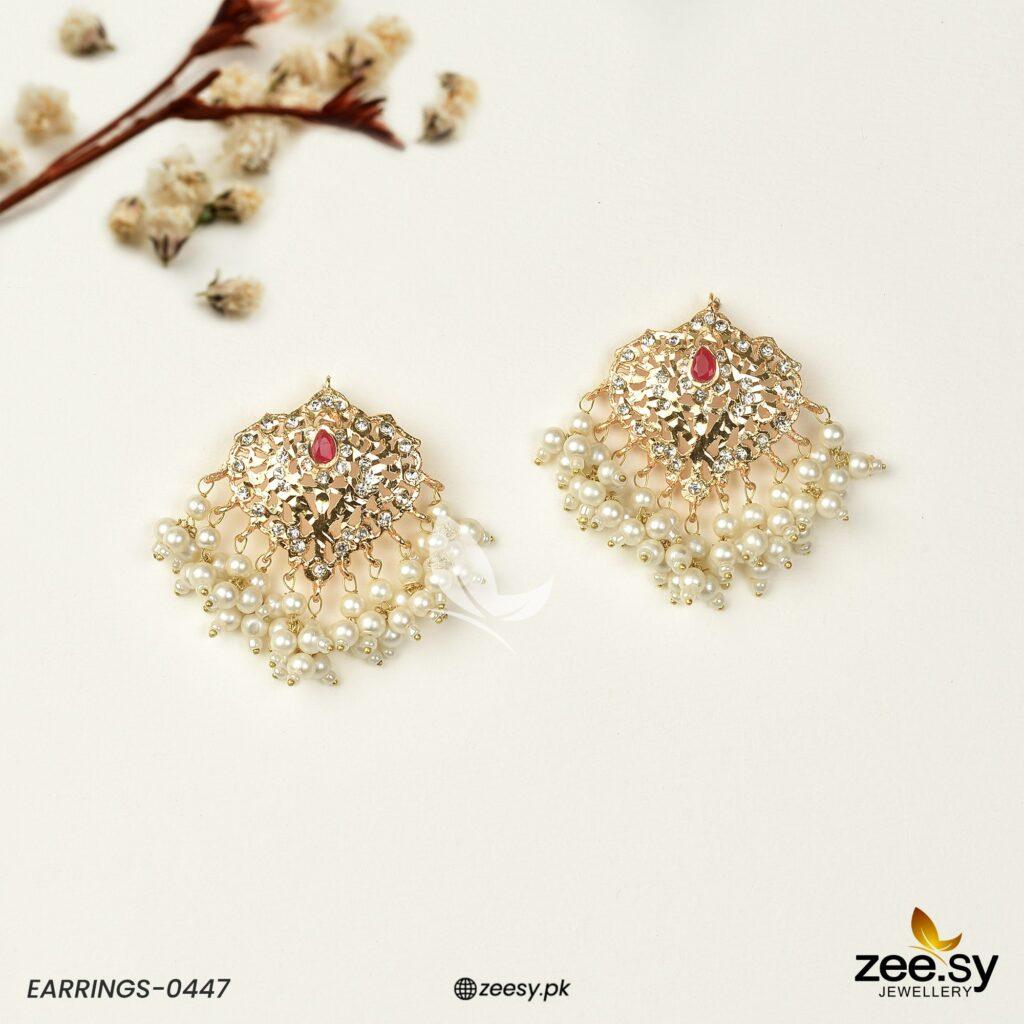 Hyderabadi Earrings-0447 -  Zeesy Earrings - Original Designer Dress - House of Maryam