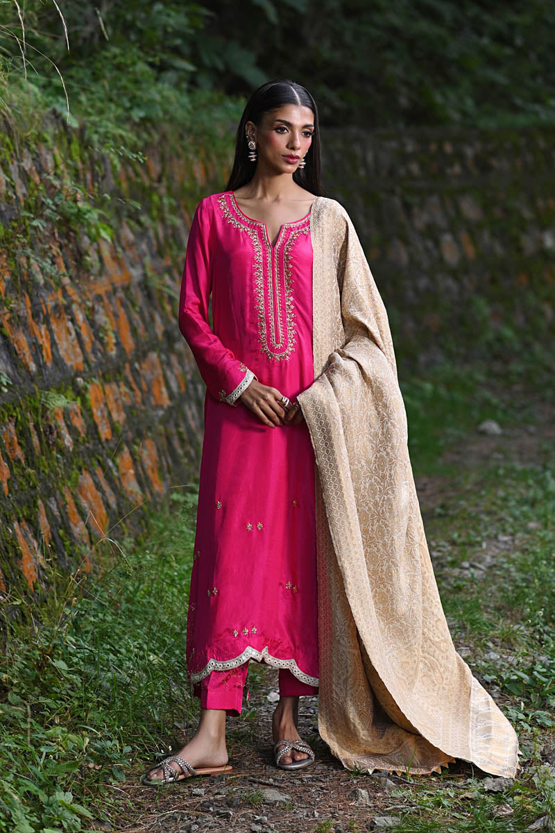 Hue Pret | Farasha Luxury Pret | Fuchsia -  Hue Pret Ladies Clothes - Original Designer Dress - House of Maryam