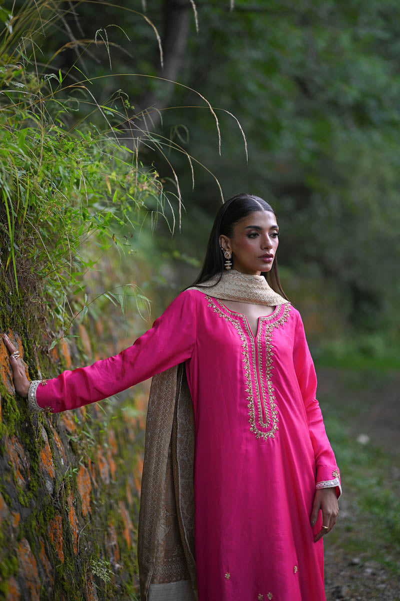 Hue Pret | Farasha Luxury Pret | Fuchsia -  Hue Pret Ladies Clothes - Original Designer Dress - House of Maryam