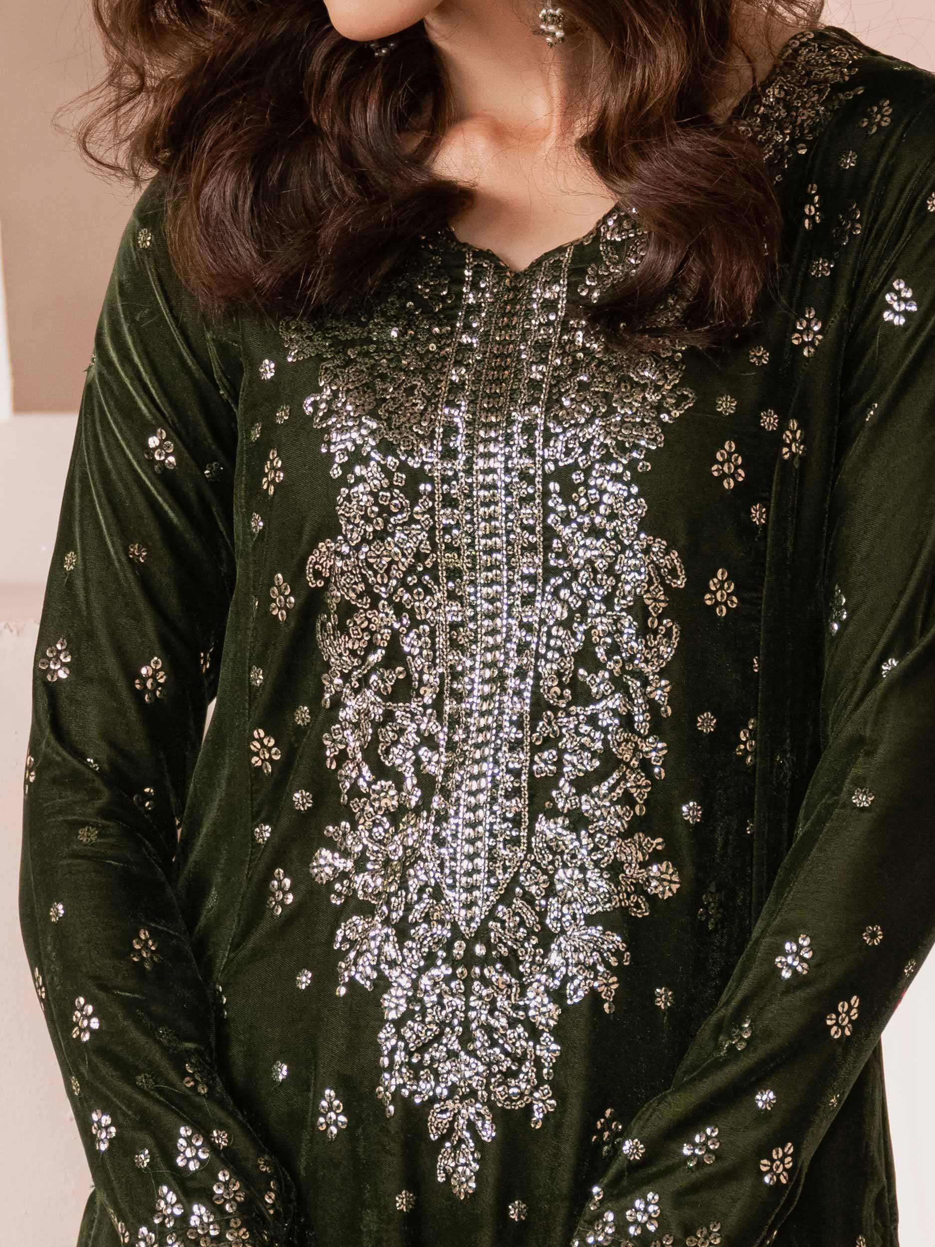 Lime Light | Velvet Pret | V-07 -  Lime Light Ladies Clothes - Original Designer Dress - House of Maryam